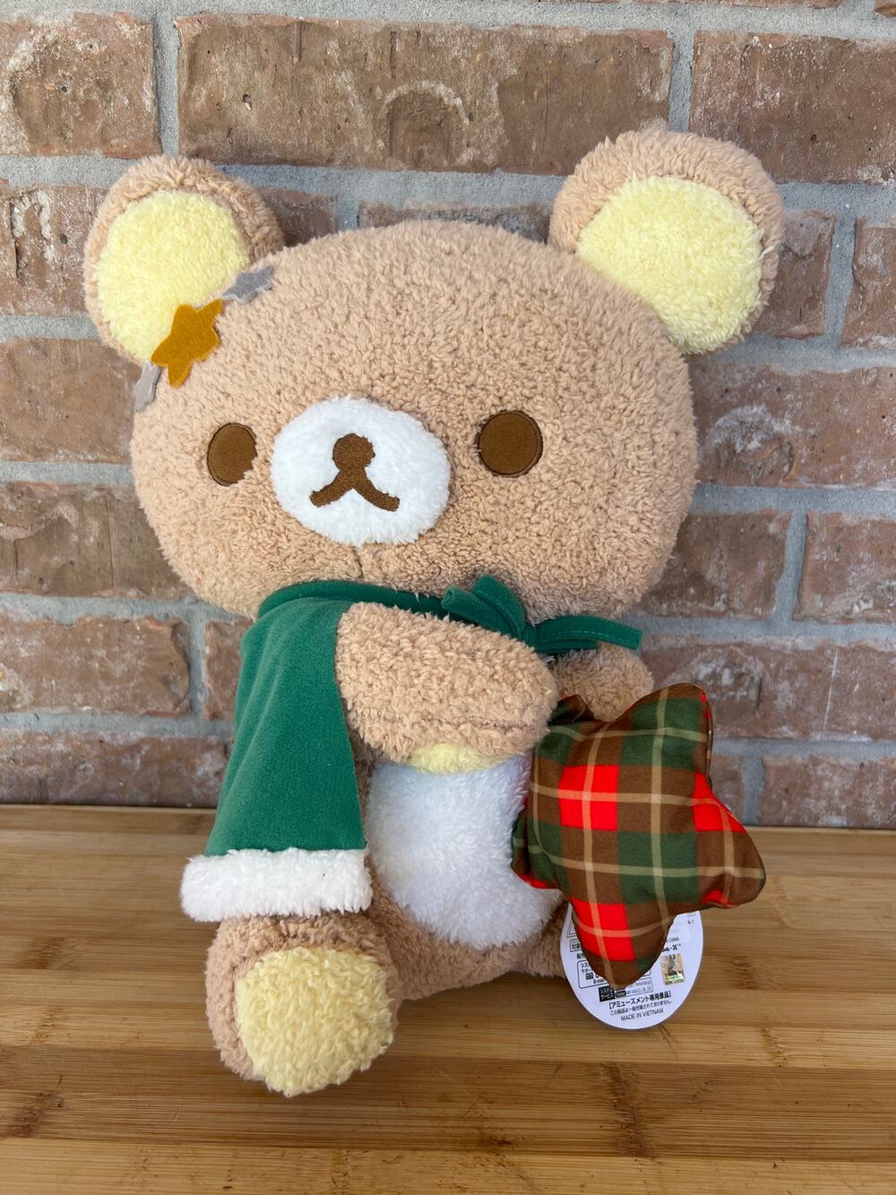 San-X Rilakkuma M3K Checkered Star Plush XL 16" NWT Rare Import Ships From USAA